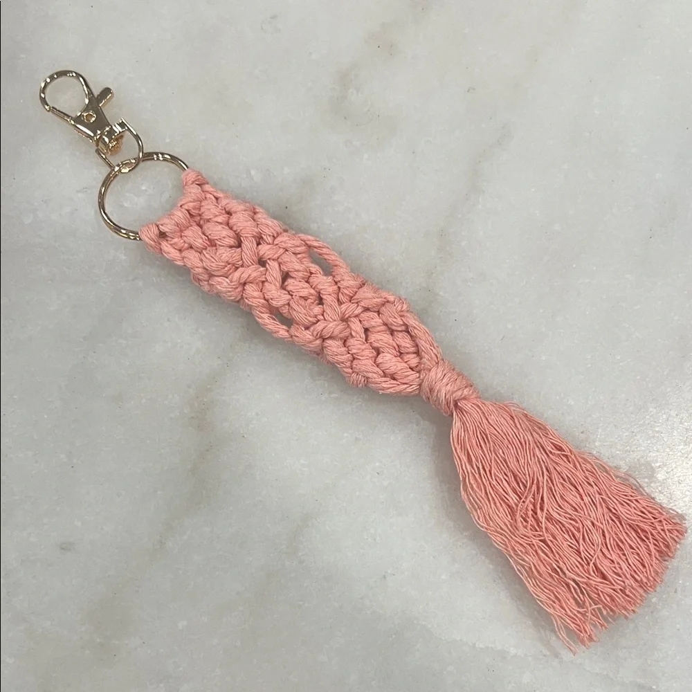 Elegant Pink Macrame Key Holder